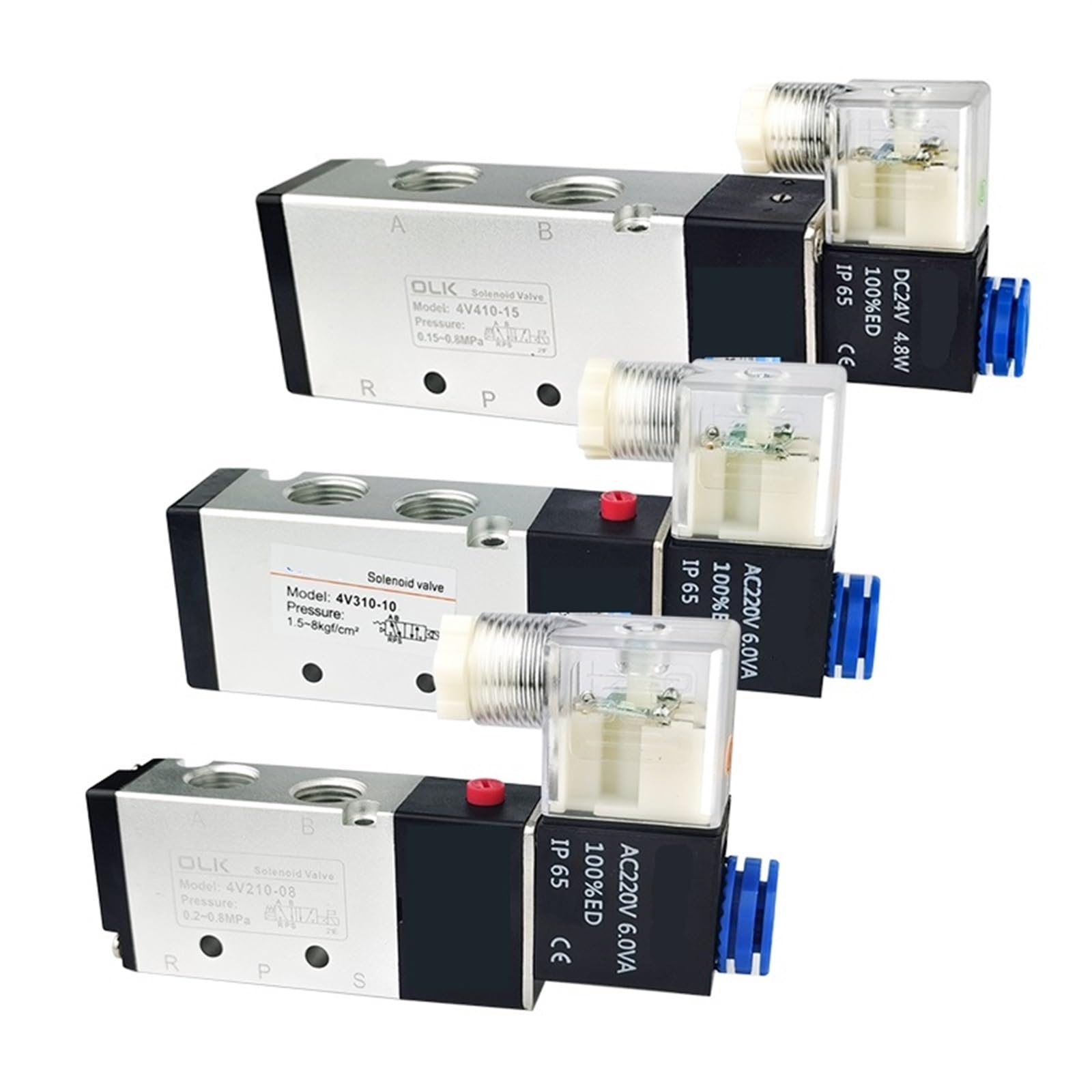 Peqyuacte Only Valve Ac220v 4V210-08 4V310-10 4V410-15 2 Position 5 Port Five Way Control Air Valve Electromagnetic Dc12v Dc24v Ac110v Ac220v(,4V410-15)