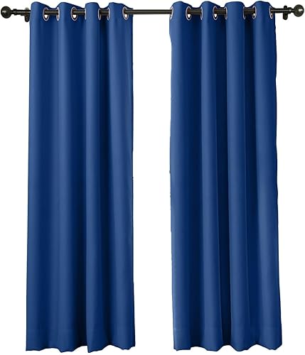 Cortina opaca ignífuga extra ancha para el hogar, cocina, oficina, hotel, escuela, cine y hospital, divisor de cortina para cubículo, color azul,