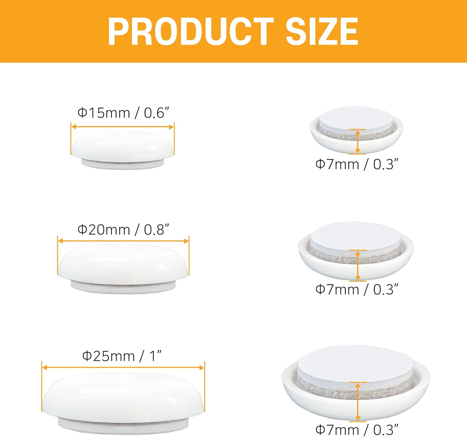 Furniture pad That Slides Like a Wheel, Moving Heavy Furniture, Noise Solution, Anti-Scratch (White) (15mm(0.6"), 8)