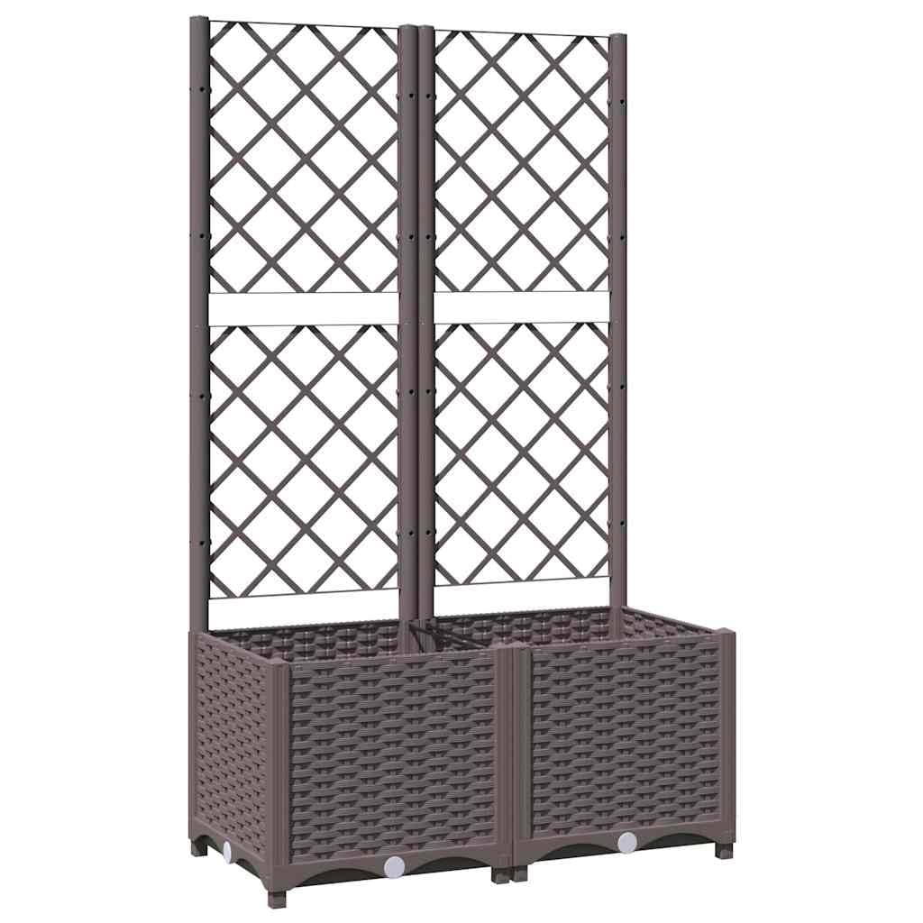 vidaXL Garden Planter with Trellis - Brown Polypropylene Outdoor Planter Box with Climbing Support, 80x40x136cm, Perfect for Patios/Gardens