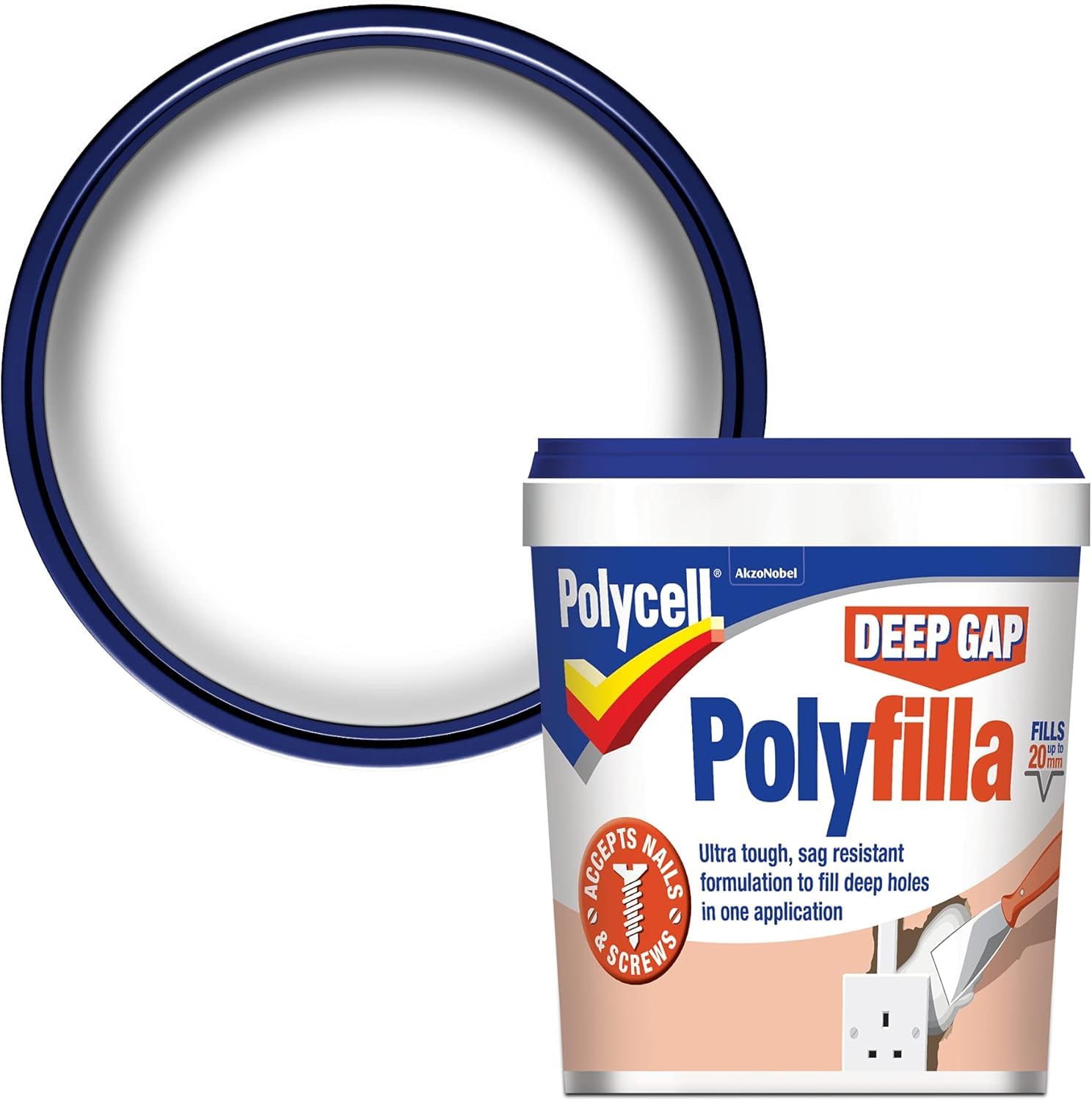 Deep Gap Polyfilla 1L – Interior Wall Filler for Deep Holes, Cracks & Gaps | Easy Sanding, Paintable, Long-Lasting Repair Solution