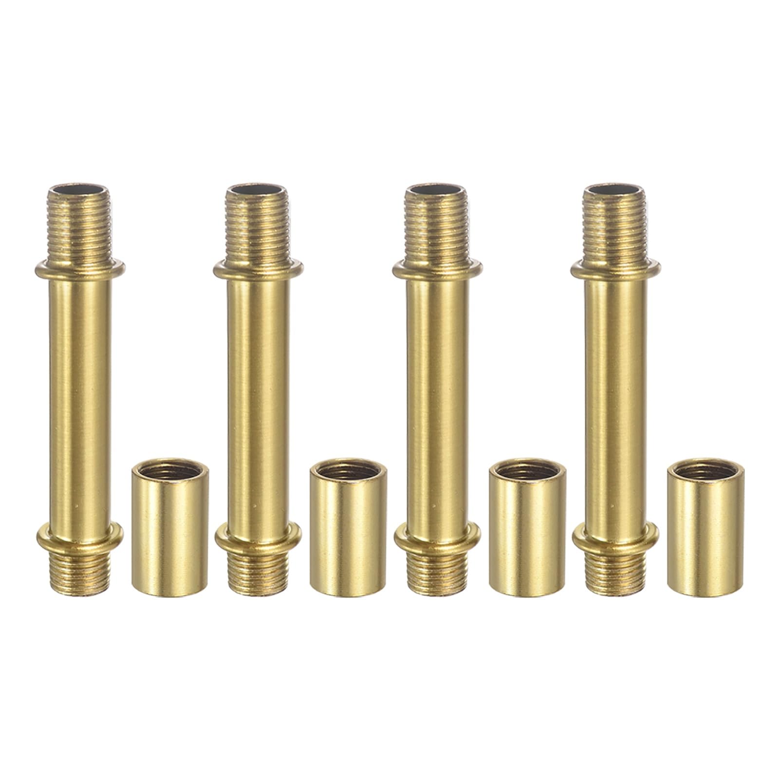 PATIKIL Straight Pipe Lamp Stems Rod Kit, 4 Set M10 Carbon Steel 60mm(2.36") Long Double End Thread Rod with Coupling Nuts Sleeve Connector for Table Lamps Chandeliers,Copper — image 1