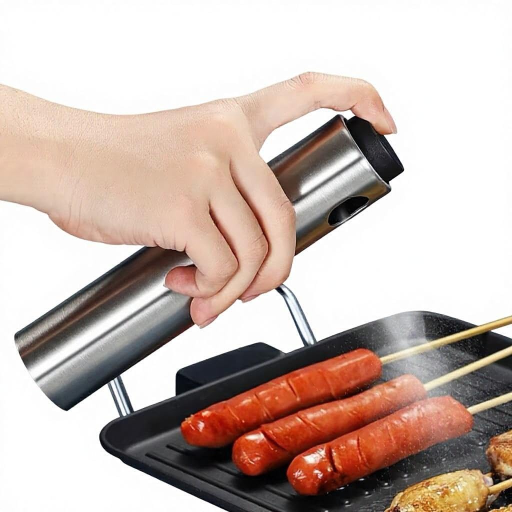 VIVITO 100ml Stainless Steel Oil Sprayer for Cooking | Refillable Olive Oil Mister & Vinegar Dispenser | Leak-Proof Fine Mist Spray Bottle for Air Fryer, BBQ, Salad | Healthy Control (Pack of 1)-image-12