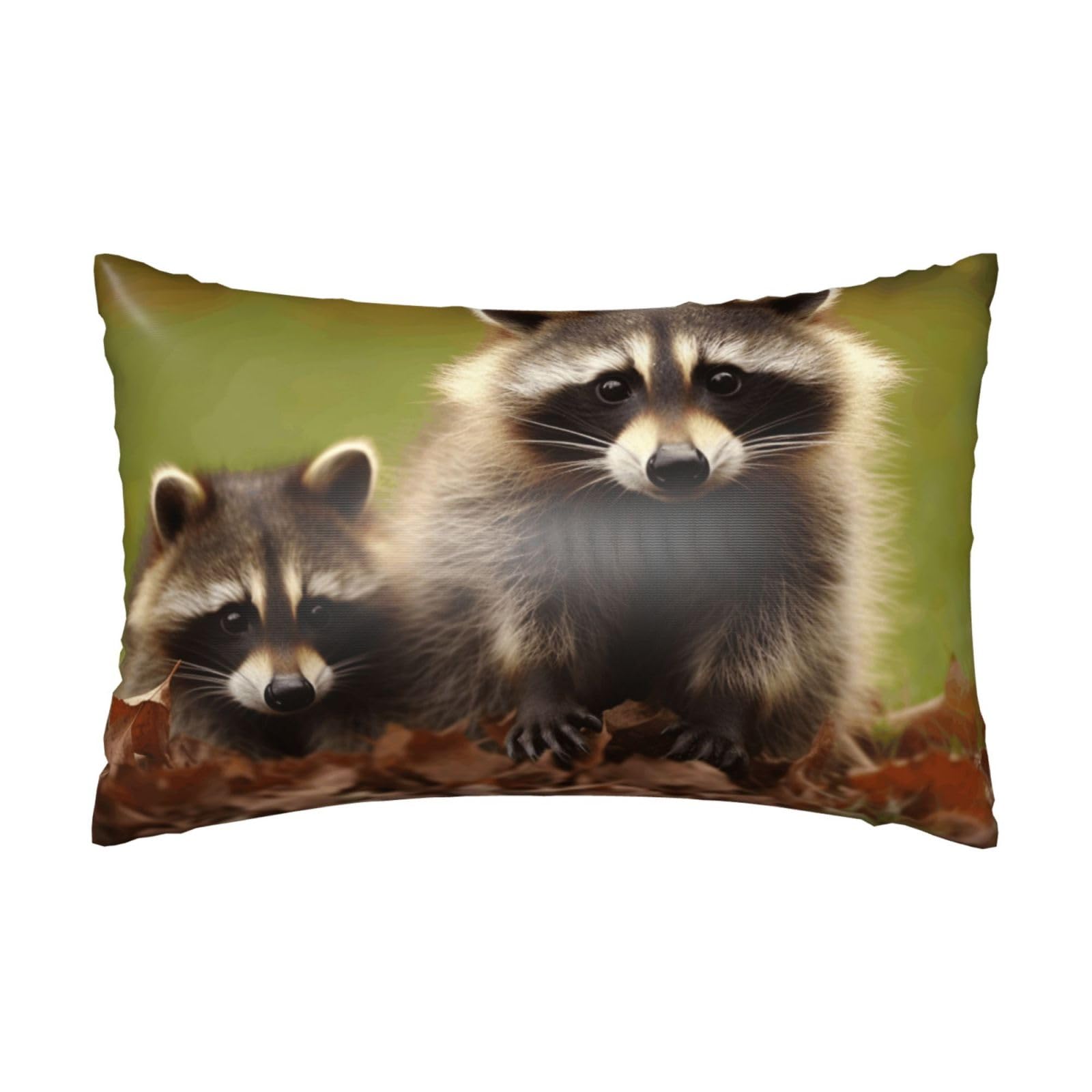 Satin Pillowcase for Hair and Skin, Raccoon Pillow Case Queen Size 20x30 Inches, Cooling Silky Pillowcases with Zipper Ultra Smooth and Soft Pillow Cover for Sleeping
