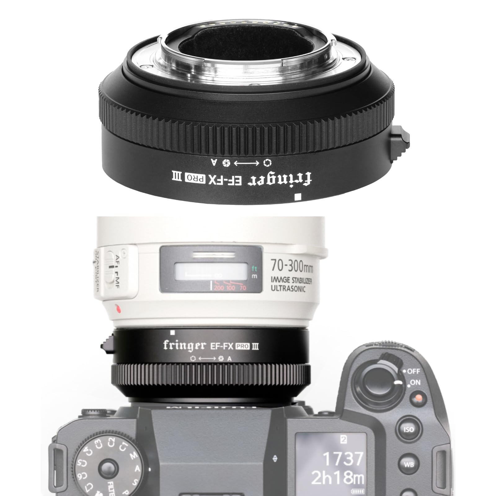 Fringer EF-FX Pro III adapter do autofokusa do EOS Tamron Sigma obiektyw do aparatów bezlusterkowych FX X-T3 XH1 X-E3 XT20 X-Pro2 X-T2 X-T4 X-A X-E1 X-M1 XT1 X-T30. (EF-FX Pro III)