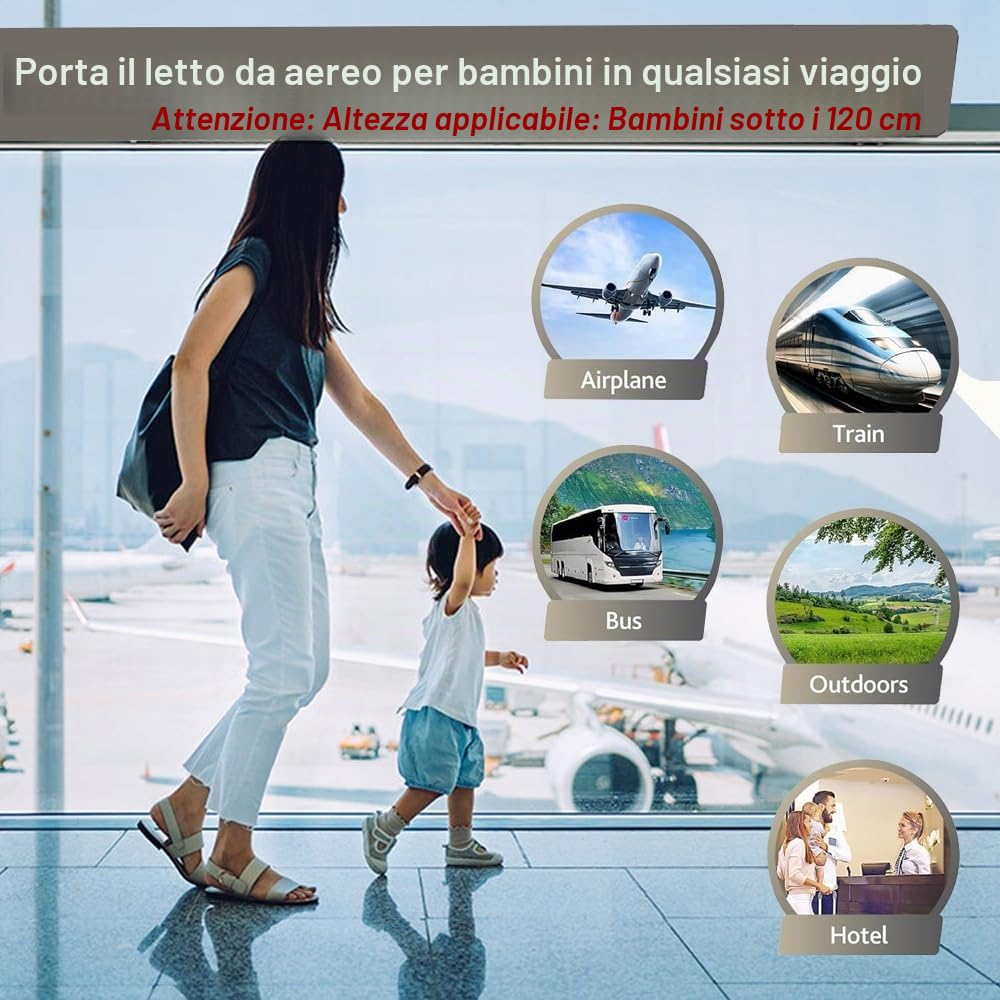 Poggiapiedi Aereo Bambini Gonfiabile Viaggio, (No Pompa) Portatile Lettino Gonfiabile Bambinis- Poggiapiedi Auto Bambini Si Adatta Alla Maggior Parte Dei Sedili per Aereo