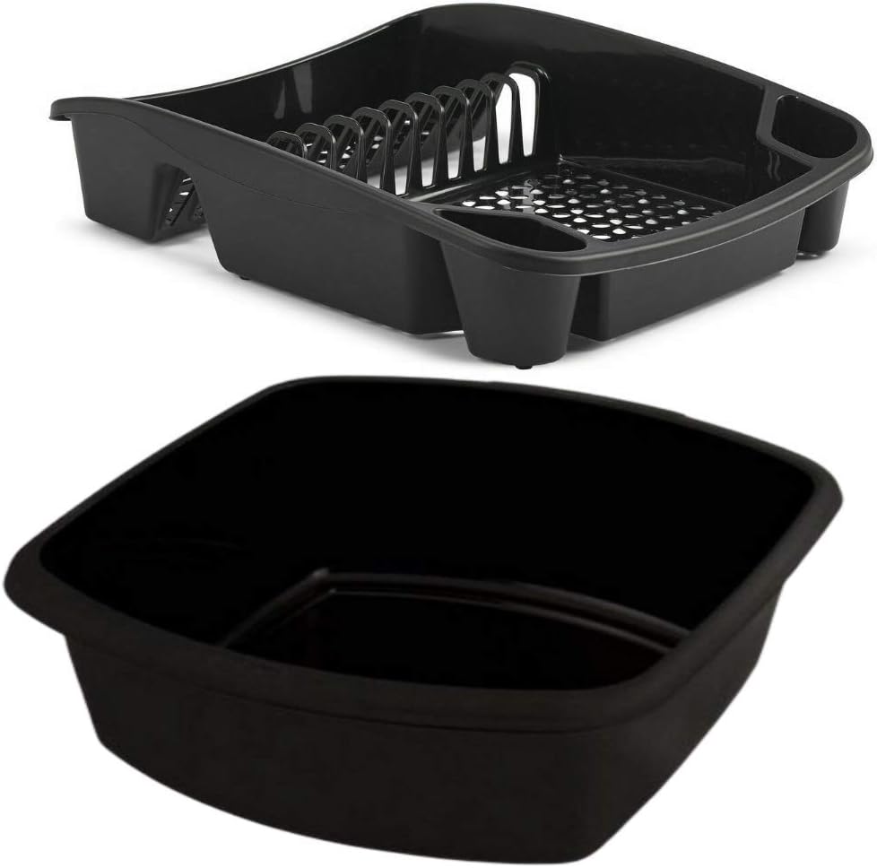 Plastic Large Washing up Bowl and Dish Drainer Basin Rack Kitchen Plate