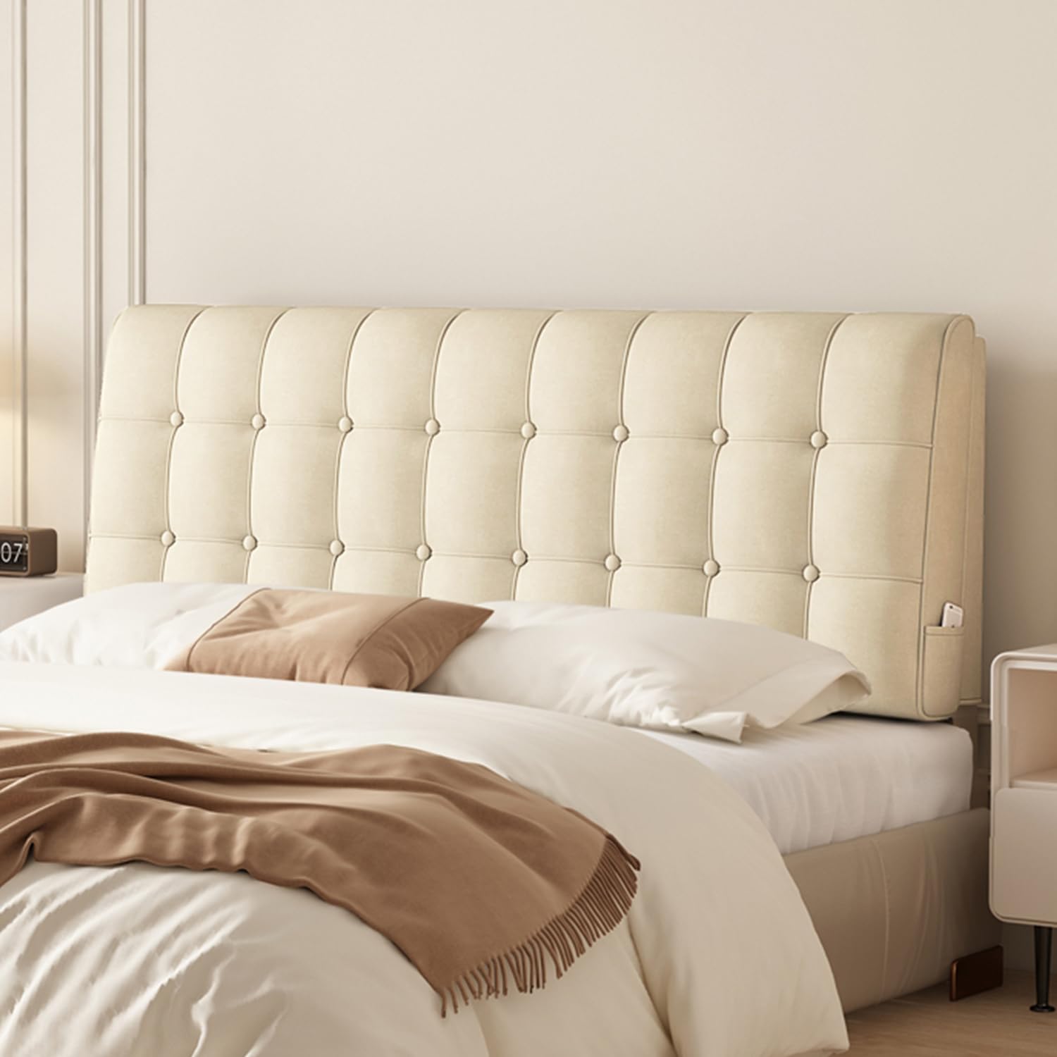 ZZYK Solid Color Upholstered Headboard Wall Pillow Bed Backrest Cushion Rectangle Waist Support Pillow,Wedge Headboard Removable Dorm Daybed Pillow