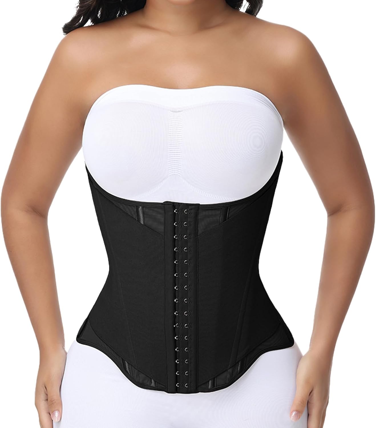 SHAPSHE Waist Trainer For Women Tummy Control Corset Waist Cincher Shapewear Workout Faja Body Shaper With Hooks Black