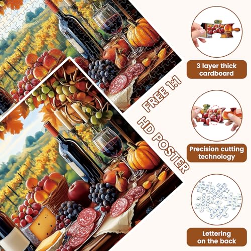 2 Paquetes de Rompecabezas para Adultos de 500 Piezas: Temas de Bodega y Mariscos | Rompecabezas de Comida y Vino, 500 Piezas, Ideal para Cumpleaños y Reuniones Familiares, 20,5 x 15 pulgadas miniatura 4