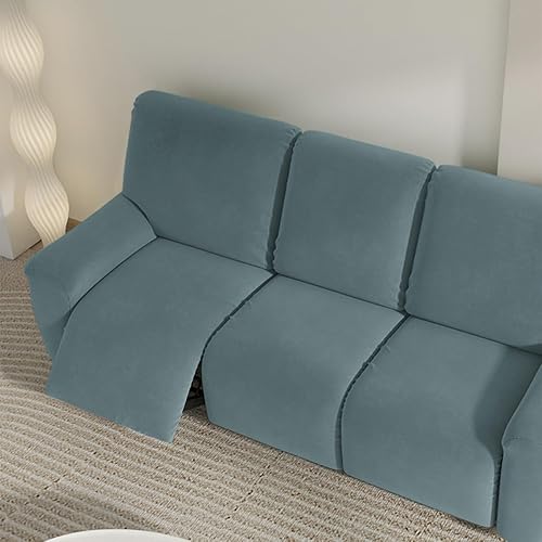 Miniatura 9 de vctops Fundas de sofá reclinable de punto elásticas de 8 piezas, suave y unicolor, funda antideslizante para sofá, protector de muebles con parte