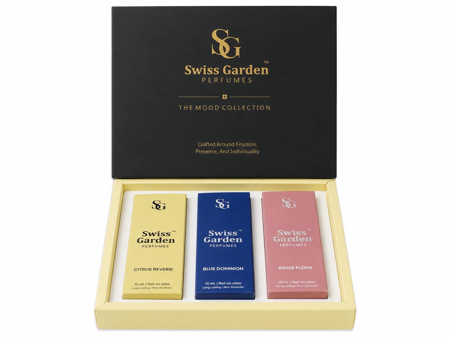 Classic Edit Signature Trio | Non-Alcoholic Roll-On Attar Gift Set | 3x10ml Citrus Reverie, Blue Dominion, Swiss Flora | Luxury Gifting Set-image-21