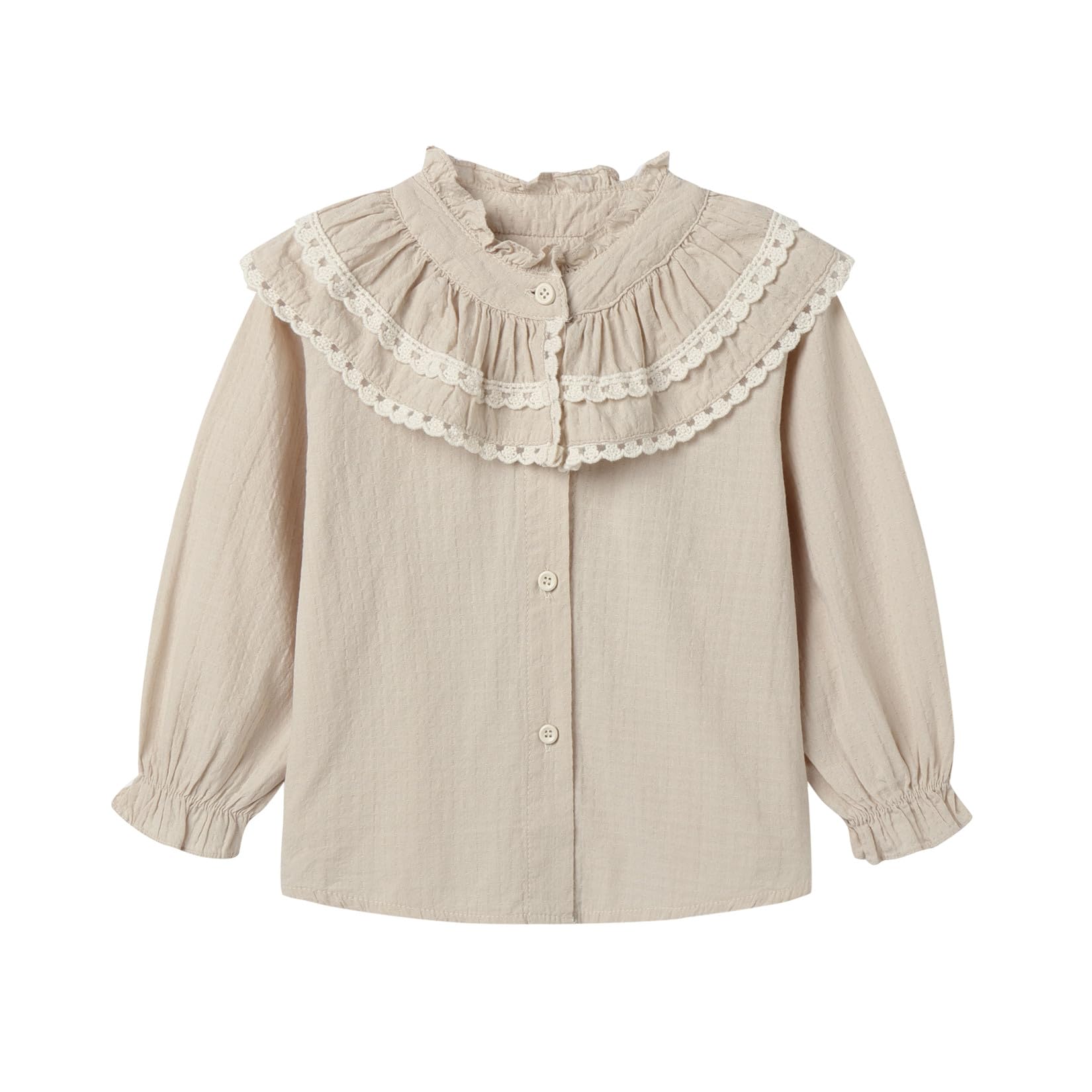 Mud Kingdom Girls Blouse Shirts Spring Fall Long Sleeve Button-Down Top Ruffle Collar