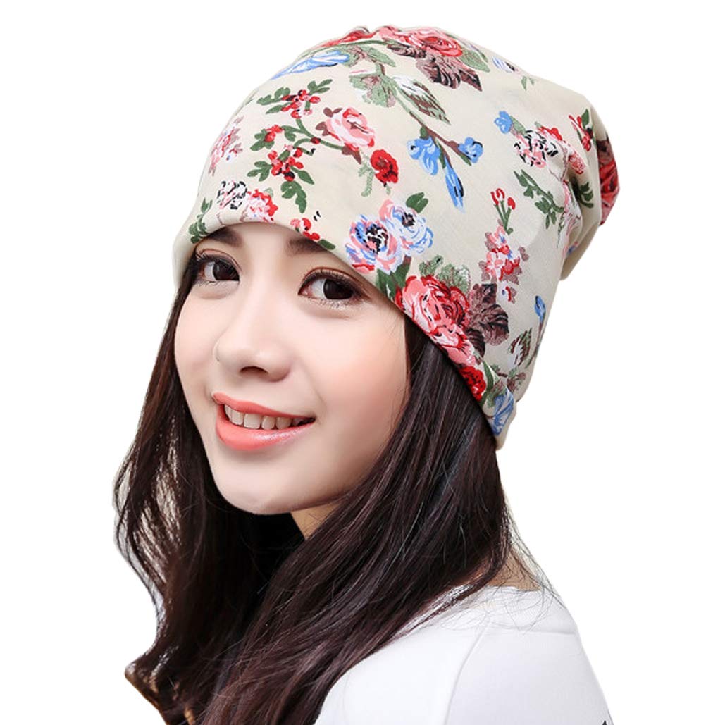 Krueis Cotton Maternity Hat Postpartum Windproof Scarf Fashion Print Turban Hat