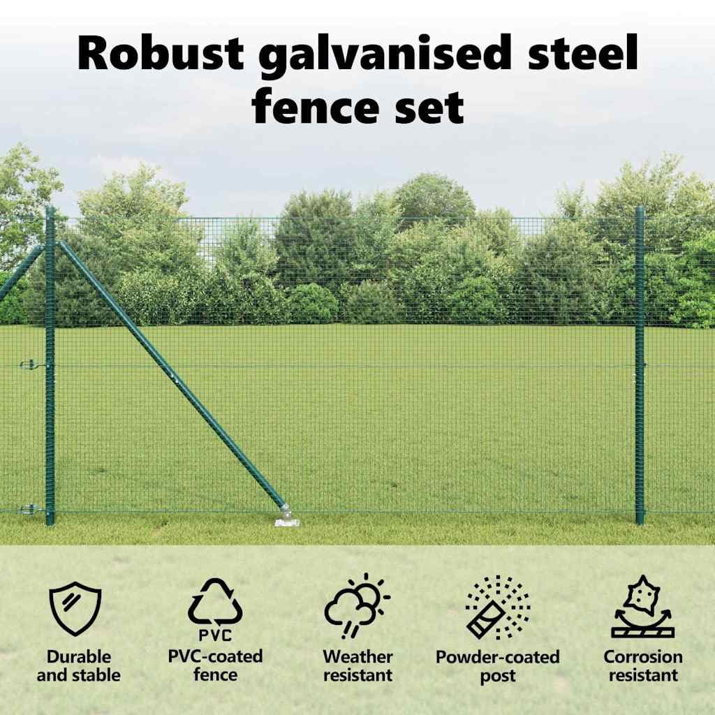 vidaXL Recinzione in rete saldata con punte 10 x 1,4 m Verde Rete