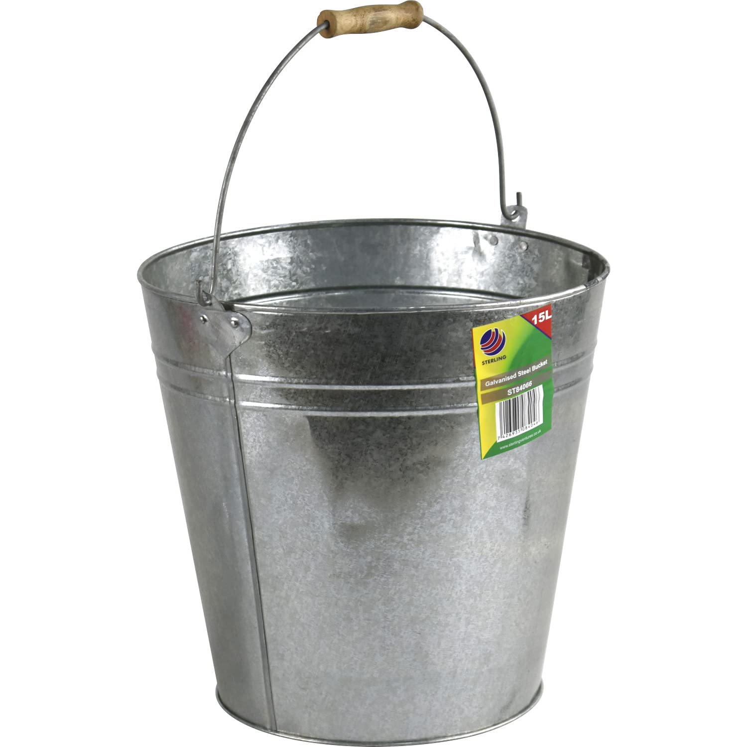 Galvanised Metal Bucket with Handle (15L Metal Bucket)