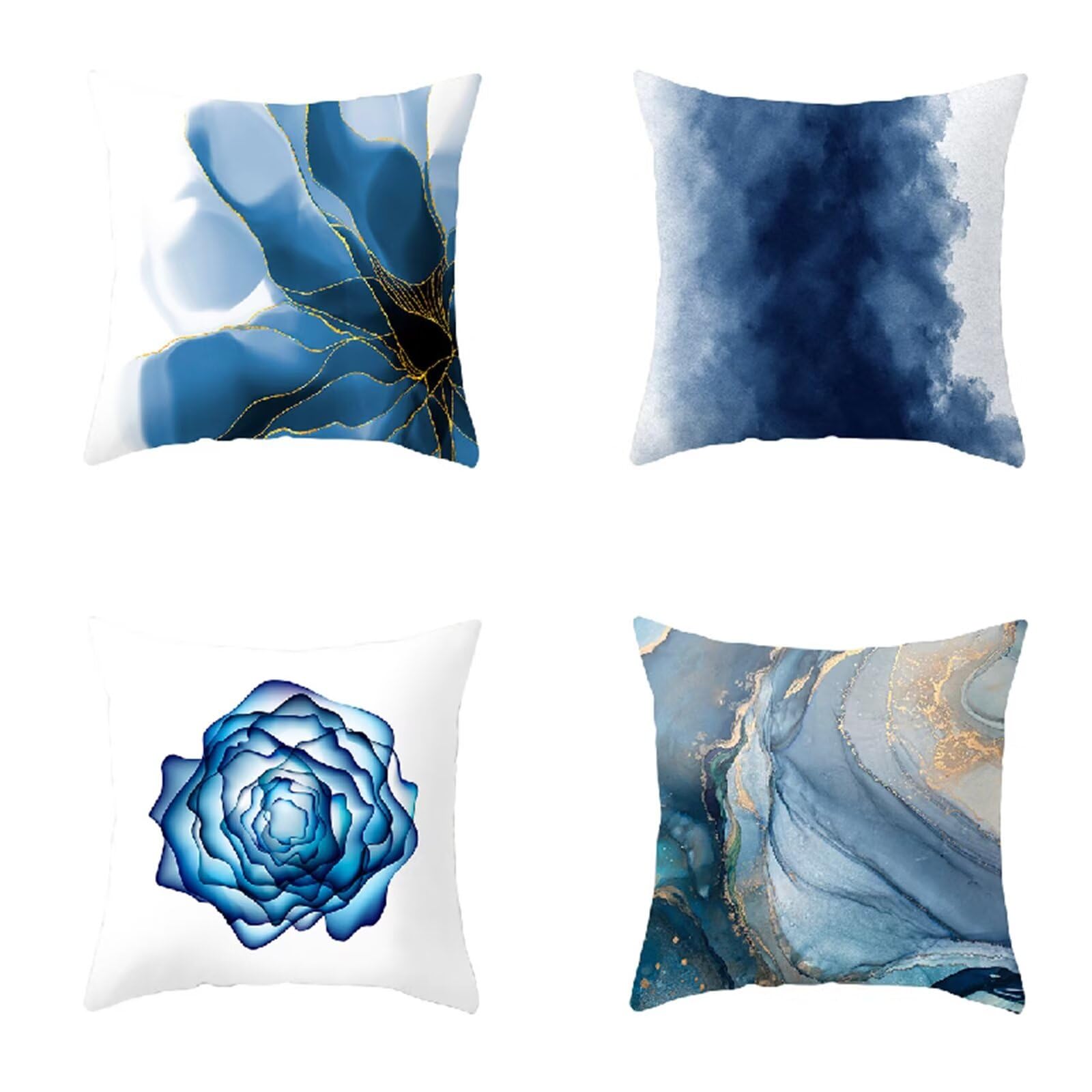 Federe Cuscini Divano 65x65cm,Set di 4 Bianco Grigio Blu Cuscini per Divano,Quadrato Doppio Lato Lino Esterni Copricuscini Divano,per Divano Soggiorno Sedia Letto Decorativo Cuscini Divano ZW1-371