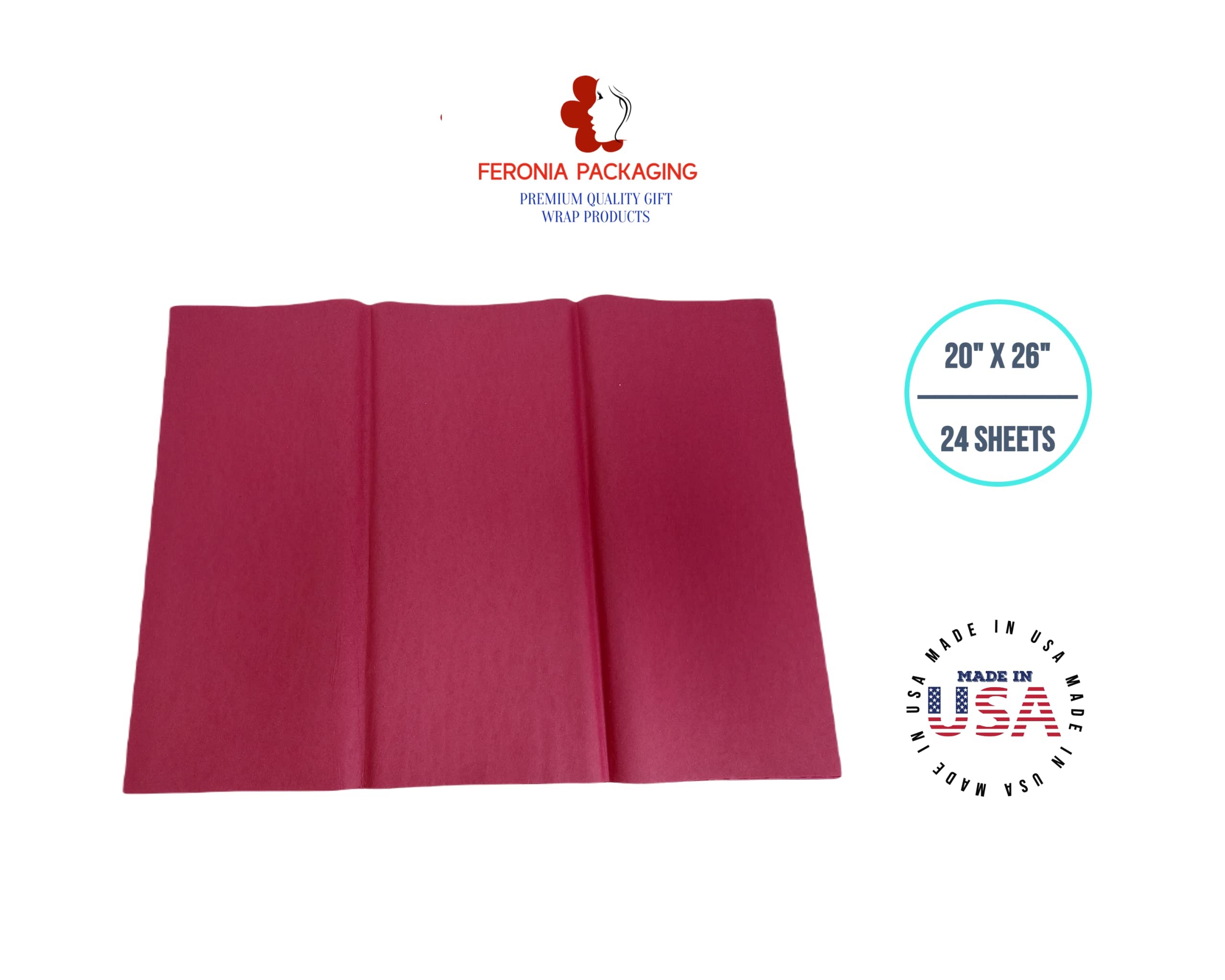 Kwadraty z papieru żurawinowego, 24 arkusze, wysokiej jakości opakowanie prezentowe i materiały plastyczne na urodziny, święta lub prezenty w opakowaniu Feronia, duże, 50 cm x 61 cm