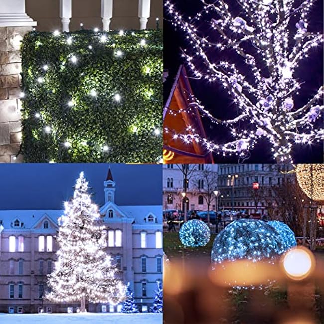 White Christmas Net Lights for Bushes Outdoor, 120LED 5FT x 6FT Connectable UL Certified Net Lights for Bushes Tree Shrubs Xmas Trunk Green Wire Christmas Decorations(Cool White)