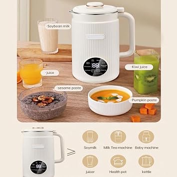 Automatic Soy Milk Maker, 1.2L Nut Milk Maker Machine, 10 Blade Fine Steel Blades, 12 Hour Timer, 9 Functions, Almond Milk Maker, Vegetable Milk Machine, Almond Wall Breaker