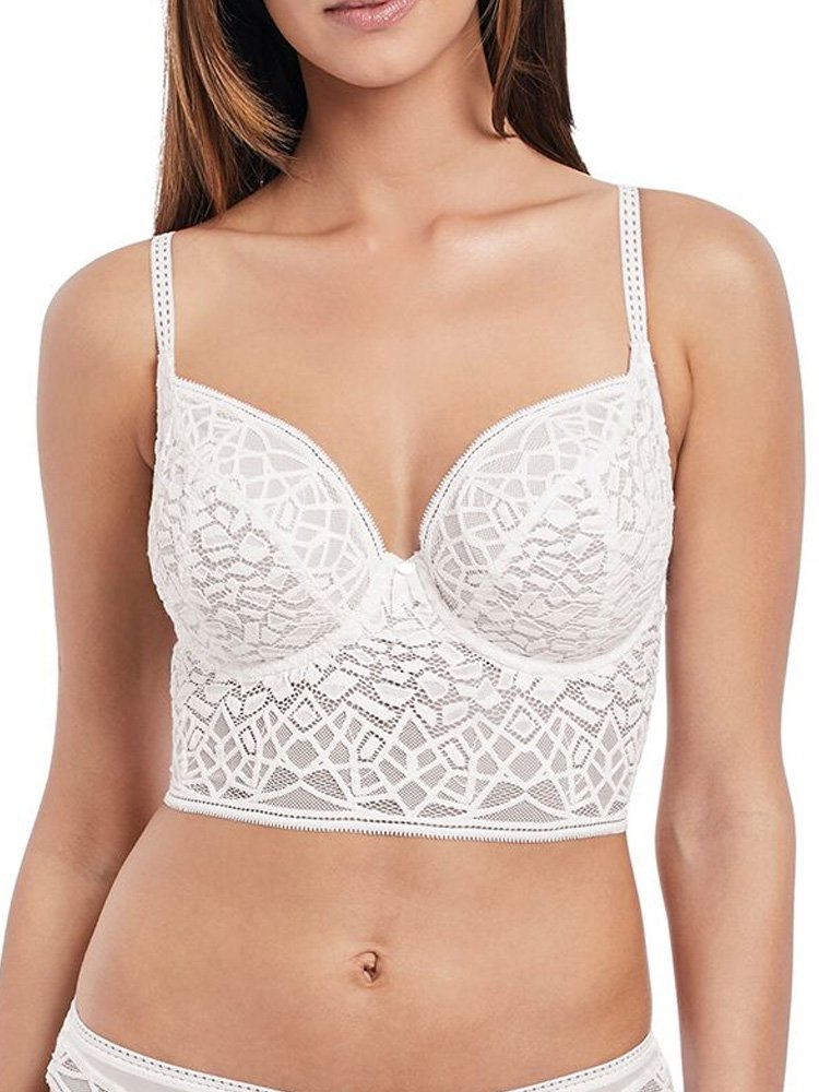 Freya Soiree Lace Longline Bralette White White 32DD