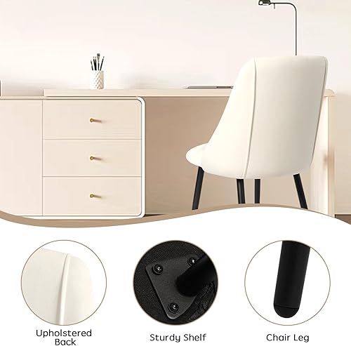 Miniatura 5 de CangLong Juego de 4 sillas de comedor, modernas sillas de comedor tapizadas, sillas de cocina de terciopelo con patas de metal, sillas laterales