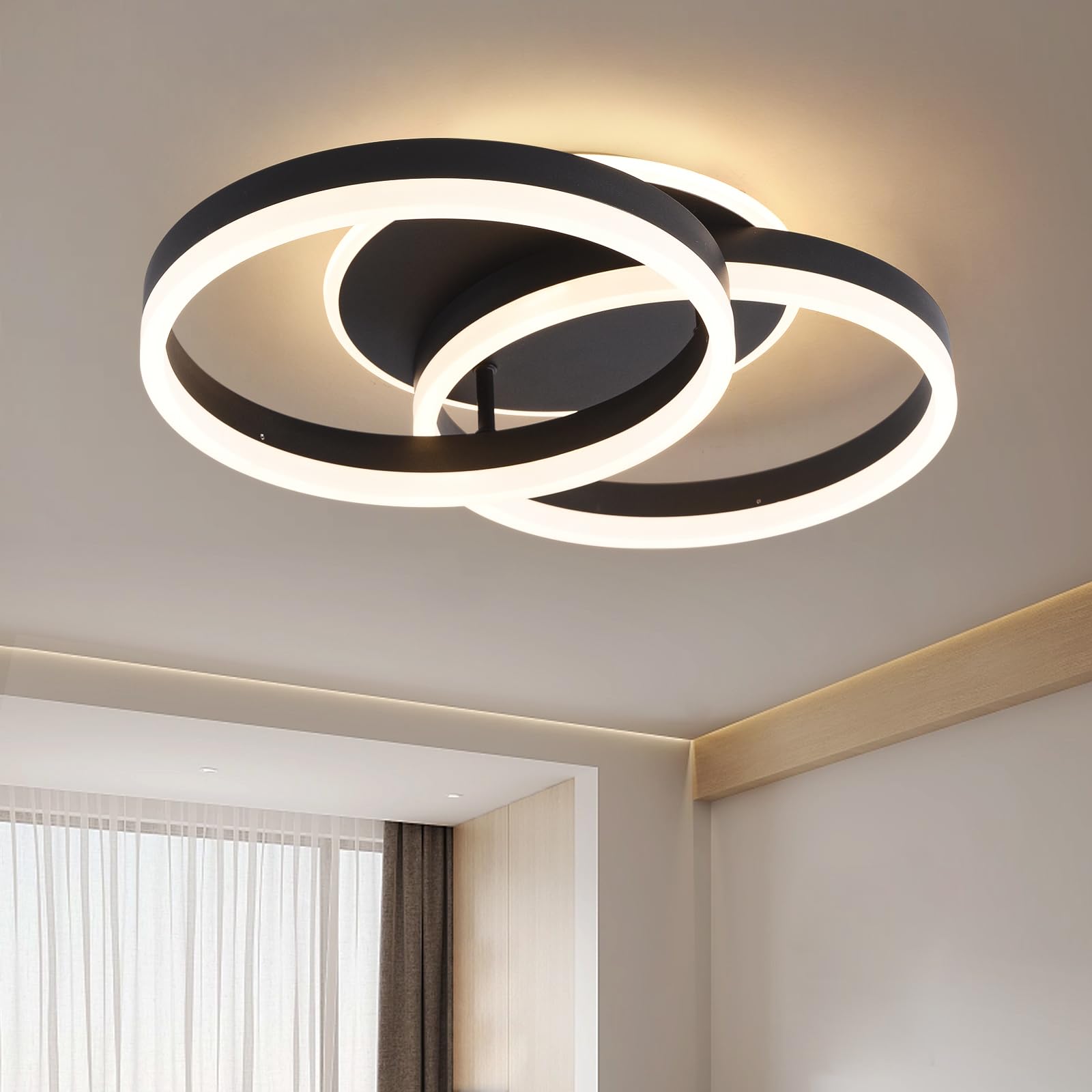 Amdelne LED Deckenlampe Wohnzimmer 50cm 2-Ringe Design 36W-50CM/48W-68cm