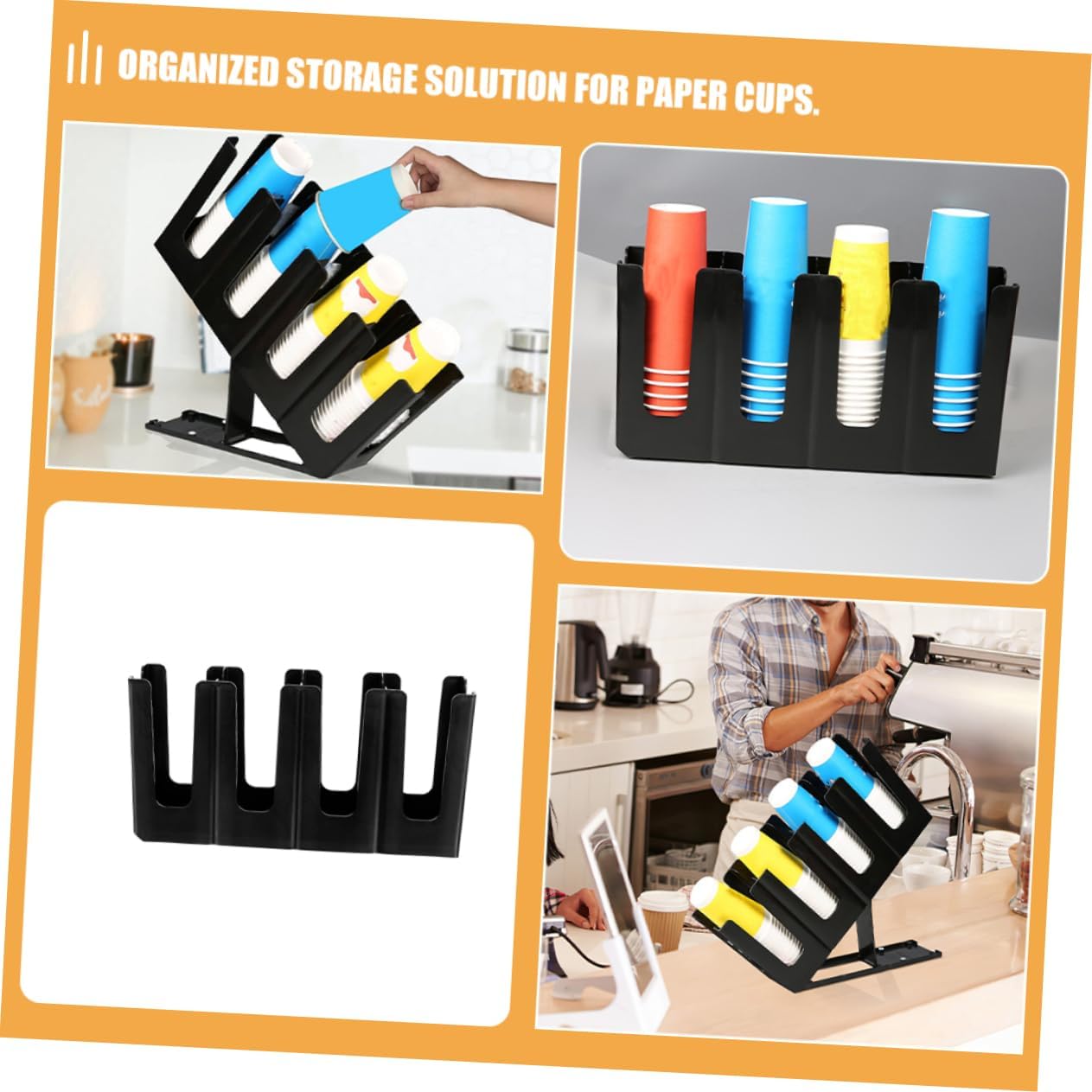 Paper Cup Dispenser Capacity Convenient Cup Holder for Coffee Stations Collapsible Four-Grid Design for Household Use