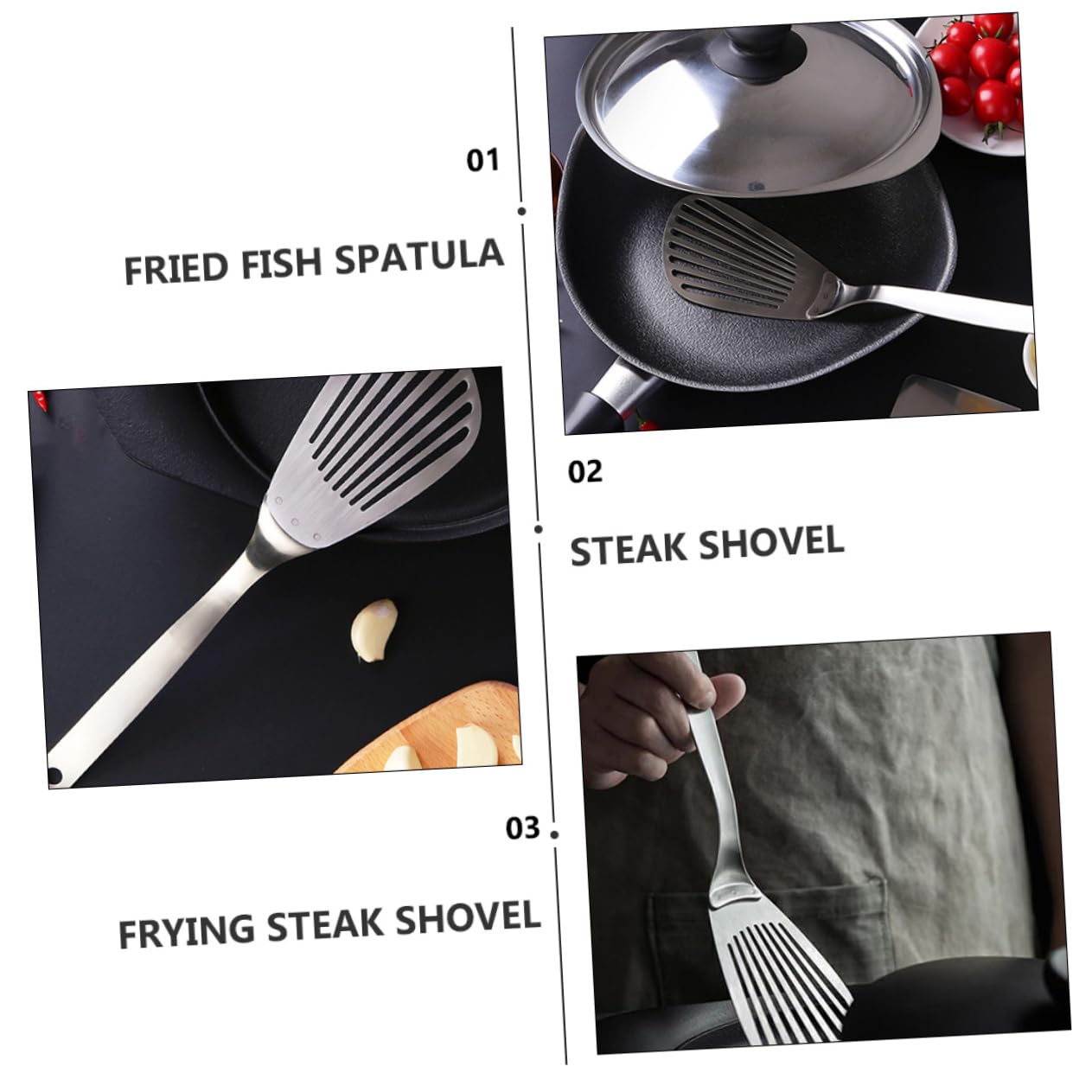 Alipis 3 Piezas Espátula De Cocina De Acero Inoxidable Panqueque De Cocina Volteador Ranurado Espátula para Panqueques Espátula De Pescado Antiadherente Bife Acero Inoxidable 304 Silver