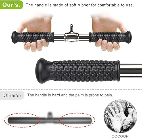 Miniatura 2 de SELEWARE Máquinas de cables de barra recta giratoria para gimnasio, barra desplegable con mango de goma antideslizante, accesorio universal para