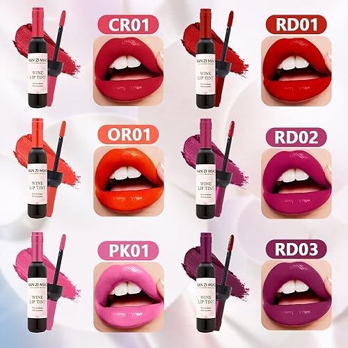 Miniatura 2 de VOLLUCK Lápiz labial líquido de vino, maquillaje de larga duración, brillo mate, cubierta de botella de vino, impermeable, kit de regalo para el día