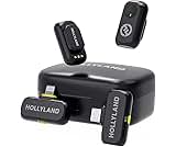 Hollyland Lark A1 Wireless Mini Microphone for iPhone & Android, 48kHz/24-bit, 3-Level Intelligent Noise Cancel, Microphone for YouTube, Podcast, Vlogging (Black, 2TX + 2RX + Charging Case)