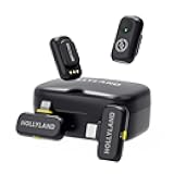 Lark A1 Wireless Mini Microphone for iPhone & Android, 48kHz/24-bit, 3-Level Intelligent Noise Cancel, Microphone for YouTube, Podcast, Vlogging (Black, 2TX + 2RX + Charging Case)