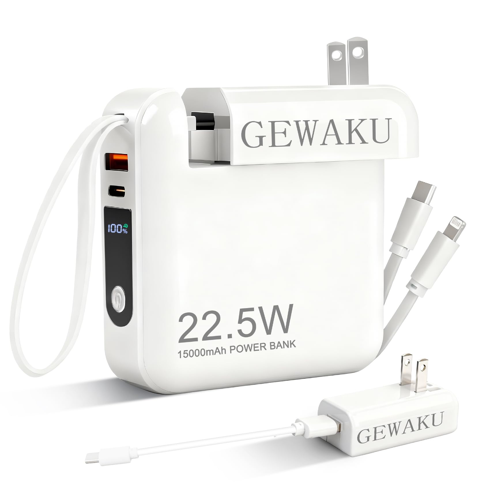 Amazon.com: GEWAKU Detachable Wall Plug Portable Charger 15000mAh