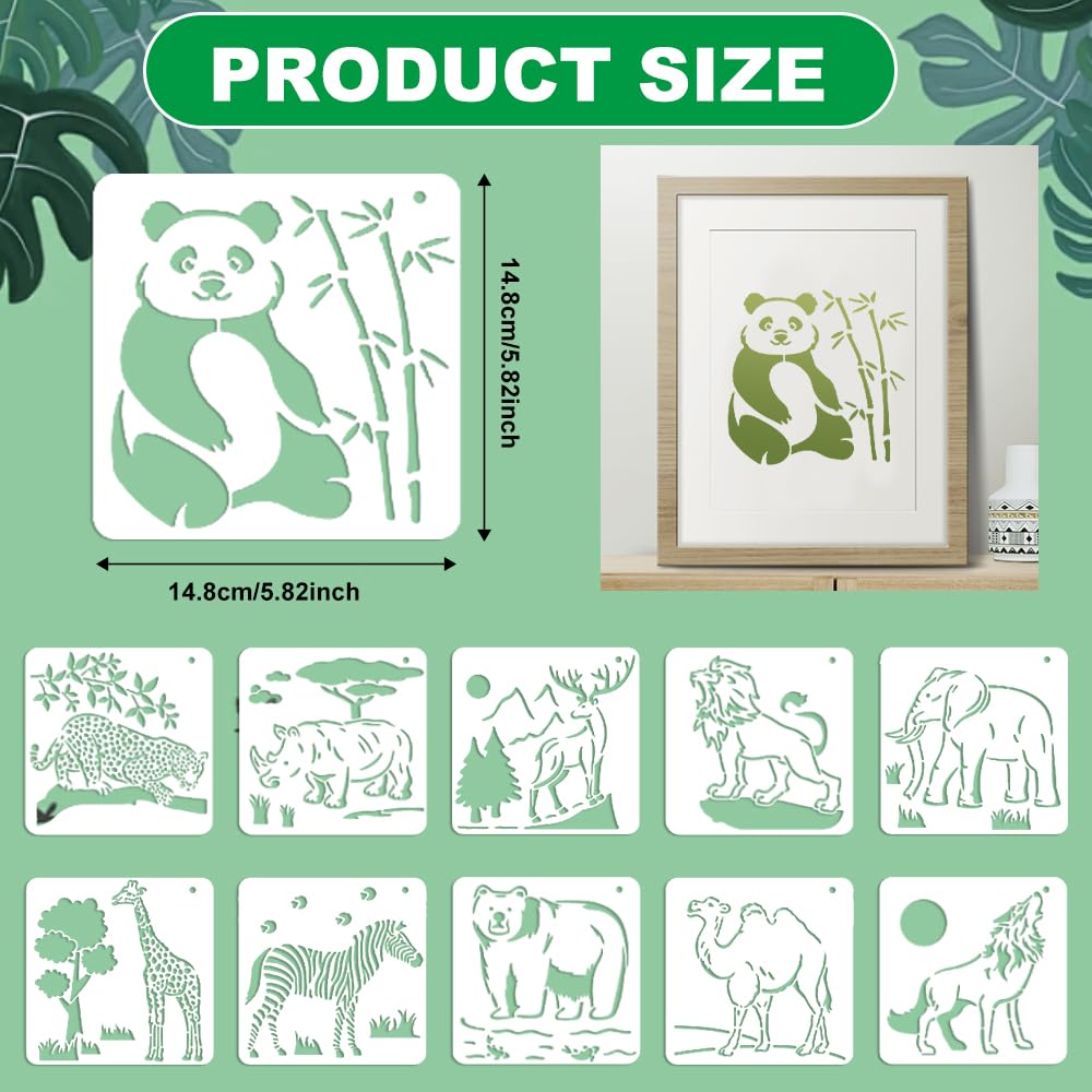 Set Da 15 Stencil Animali Per Dipingere, Scrapbooking E Fai-da-te – Formato 29x21 Cm, In PET Resistente E Riutilizzabile