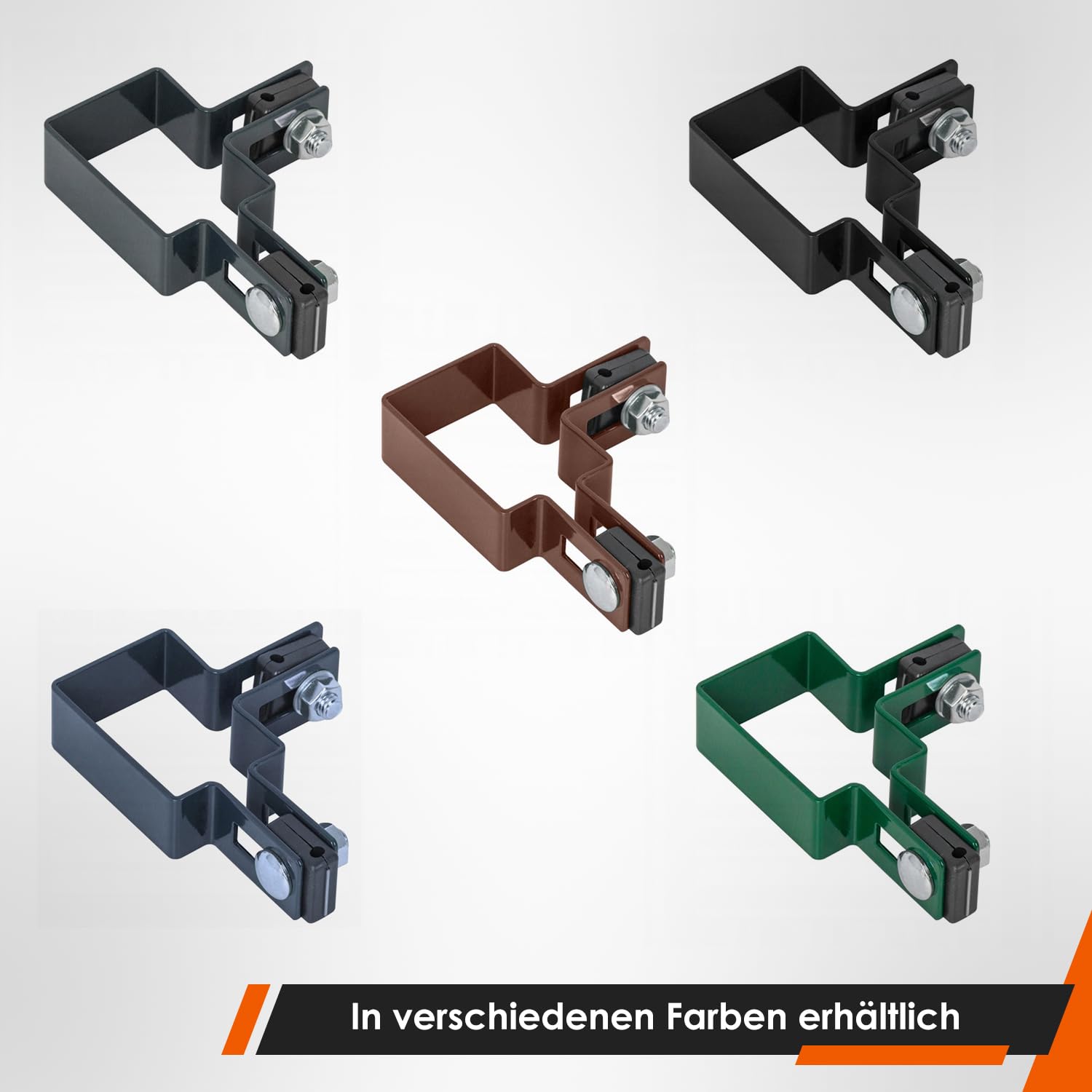 Doppelstabmattenzaun Befestigung - 11x8x3 cm - Eckpfostenhalter Pfostenhalter Zaunpfostenhalter - Schwarz 50 Stück