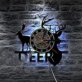 2. Gewicht: 250 ± 50 g 1-teiliges Woodland Deer Hunter Wanduhr Deer Antlers Vinyluhr Deer Head Wandkunst Vintage Design Beleuchtete Wanduhr-Mit