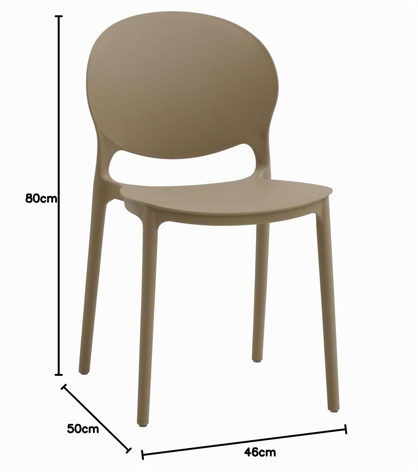 KONTE.DESIGN Set di 2 sedie SANTA CRUZ in polipropilene beige, impilabili