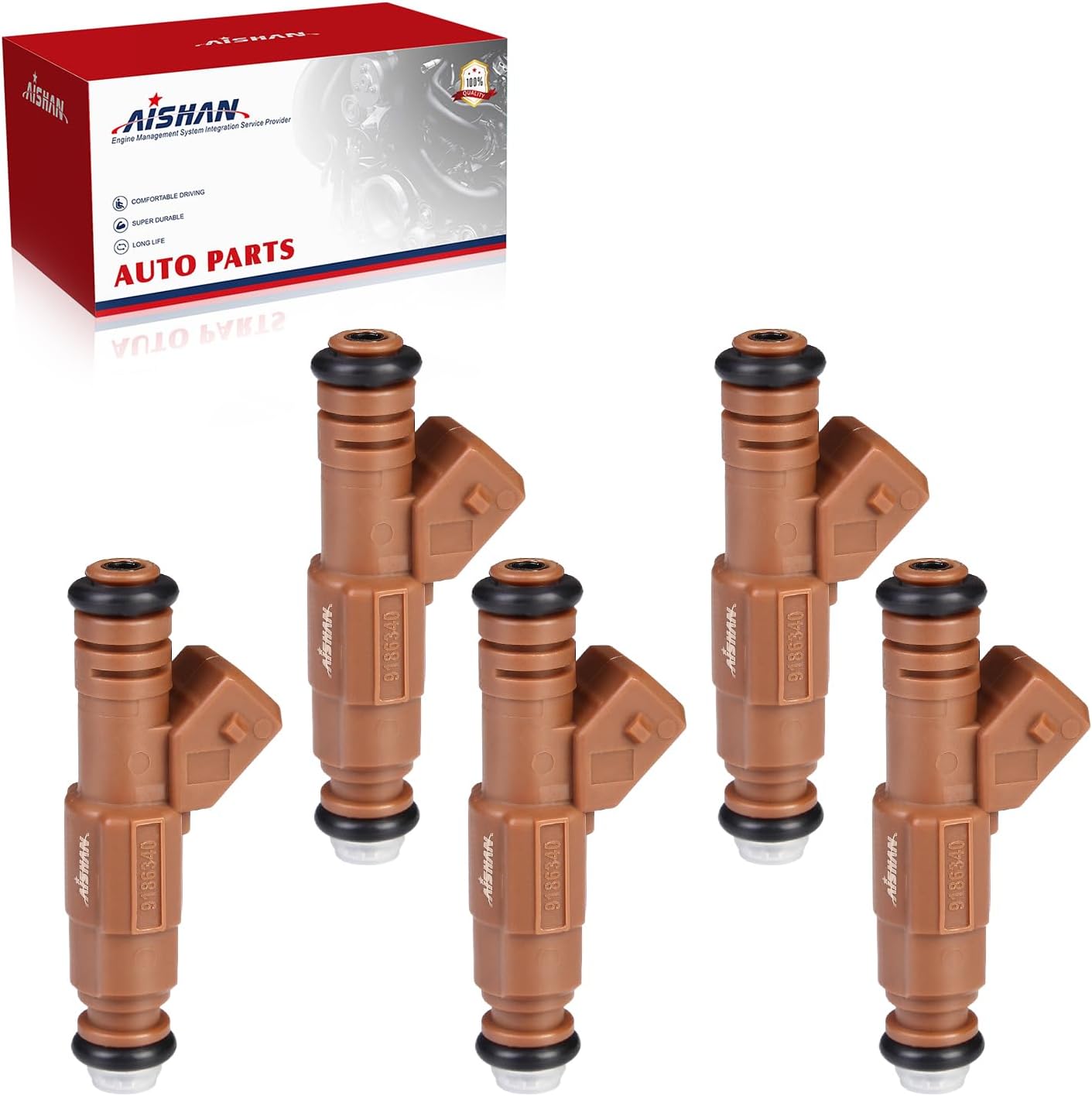 5PCS Fuel Injectors 4 Holes Compatible with Volvo C70 1999-2003, S60 2001-2003 2005-2009, S70 1999-2000, XC70 2003 2004 2005 2006 2007, XC90 2003-2006 L5 2.4L 2.5L Replace# 0280155831