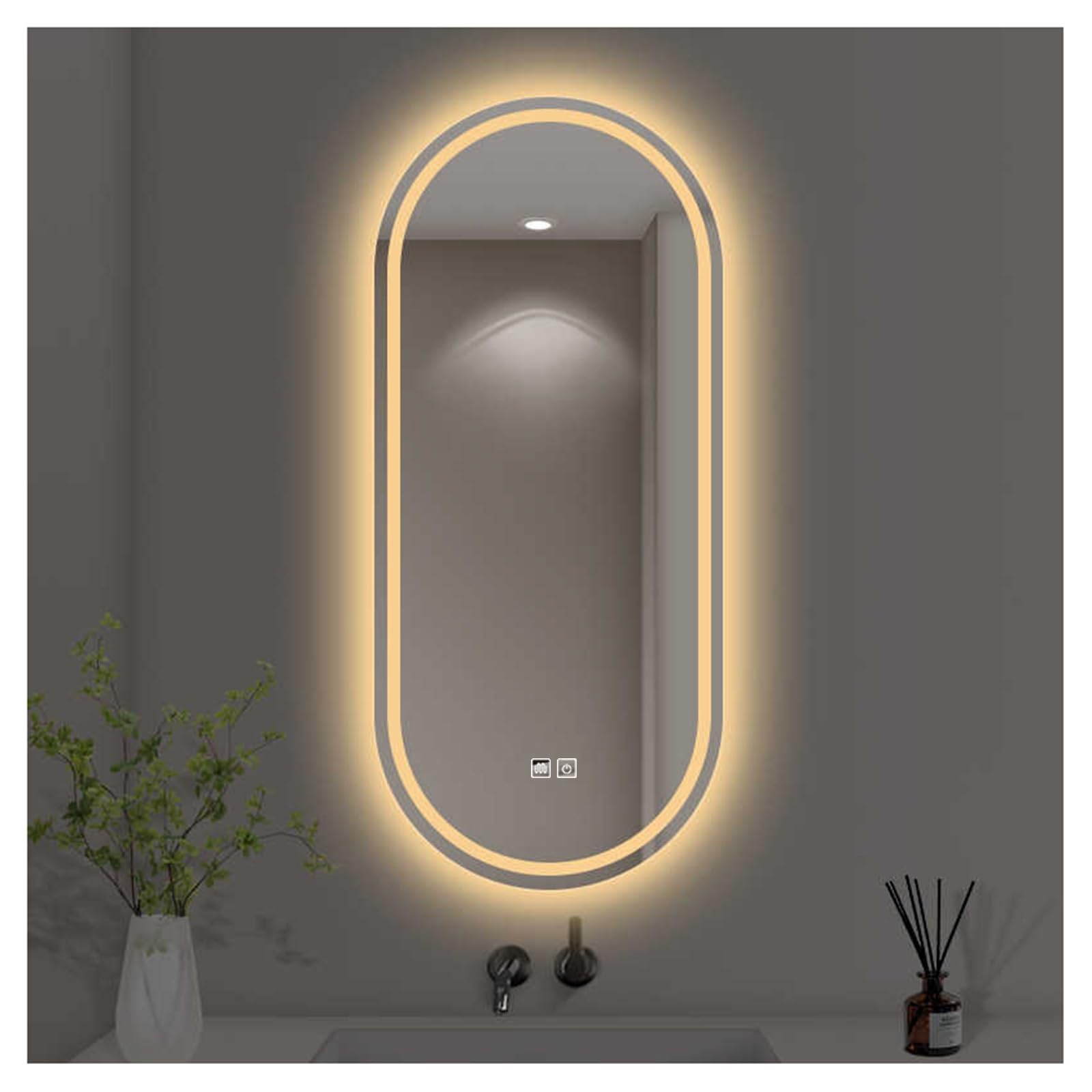 FGXHHS with LED Lights，Bathroom Led ，Backlit ，LED for Bathroom，Backlit Lighted Makeup Mirror，with Touch Sensor/Dimming/Demister pad(B,H100*W60cm/H39.4*W23.6IN)