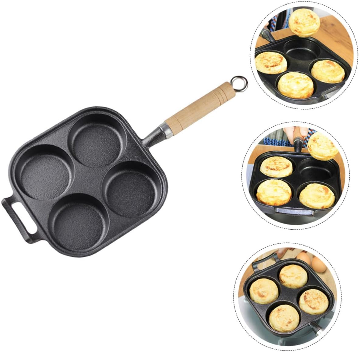 1pc Non-stick Egg Frying Pan Four-hole Breakfast Skillet for Kitchen Accessory for Quick Meals for Omelets and Fried Eggs