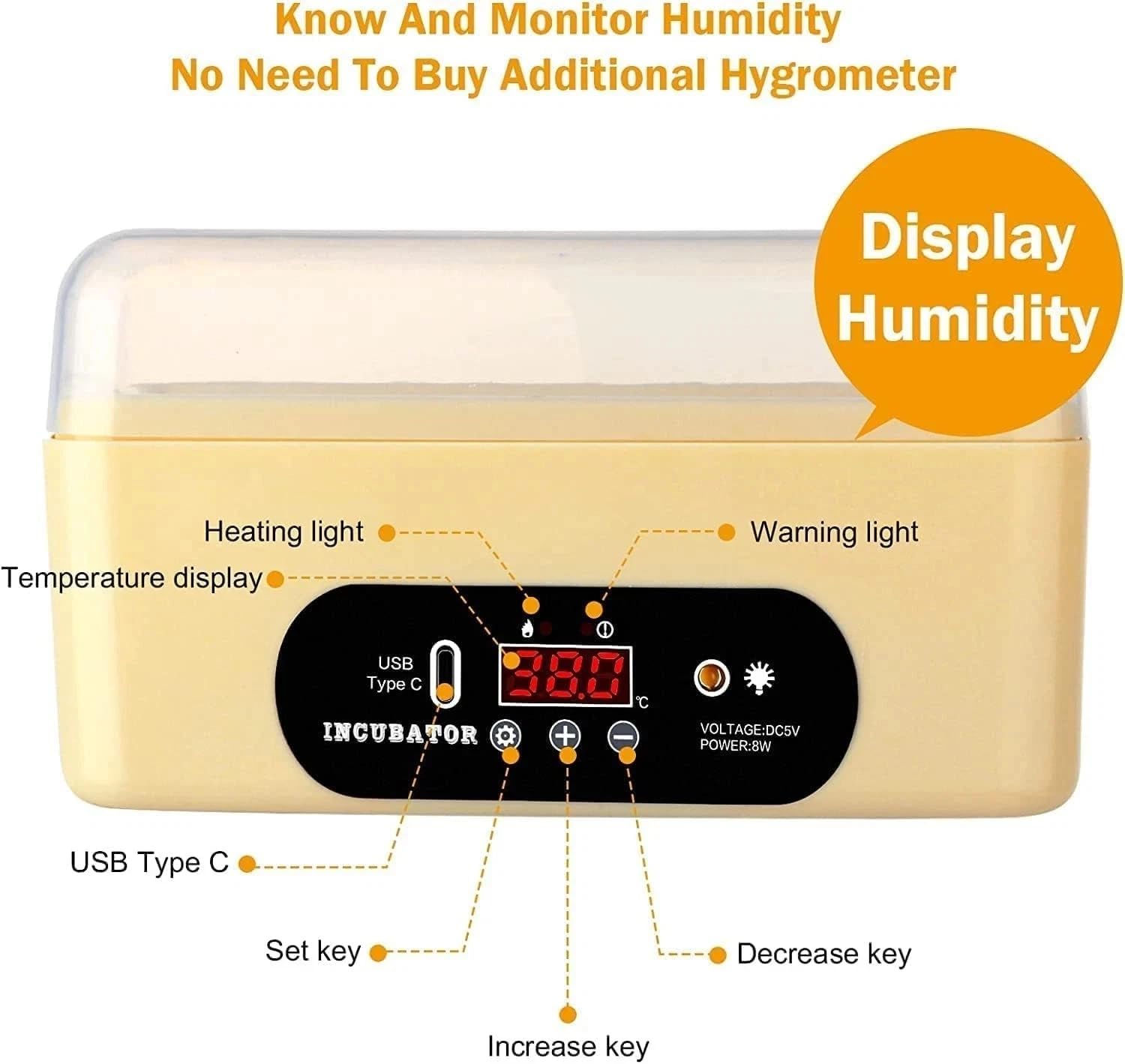 GROZY Egg Hatching Incubator, Automatic Egg Turning, with Humidity Temperature Control
