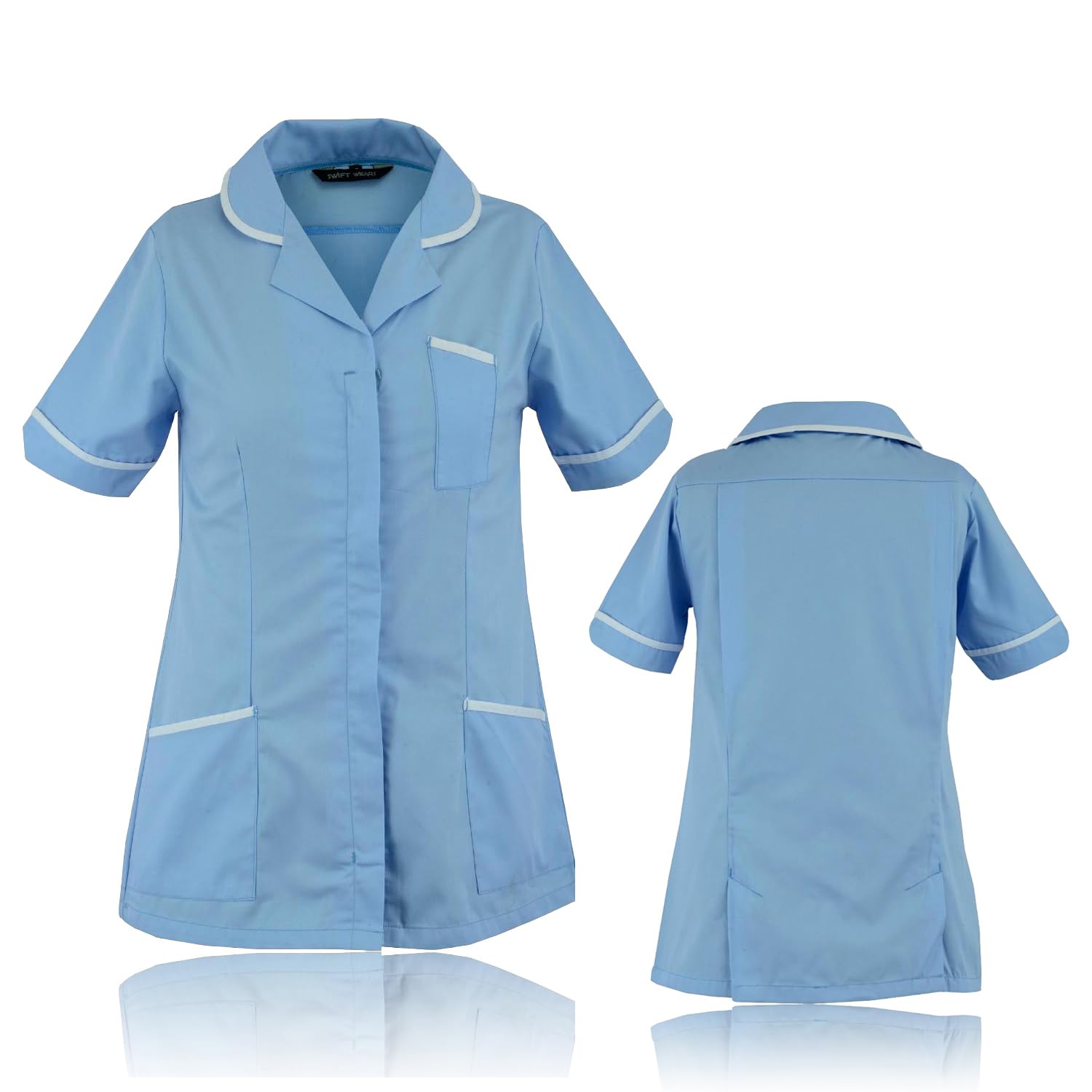 Swift Wear Nurse Uniform Tunic Dentist Therapist Maid Nursing Healthcare Hospitality Careers New (UK, Numeric, 16, Regular, Regular, Sky Blue)