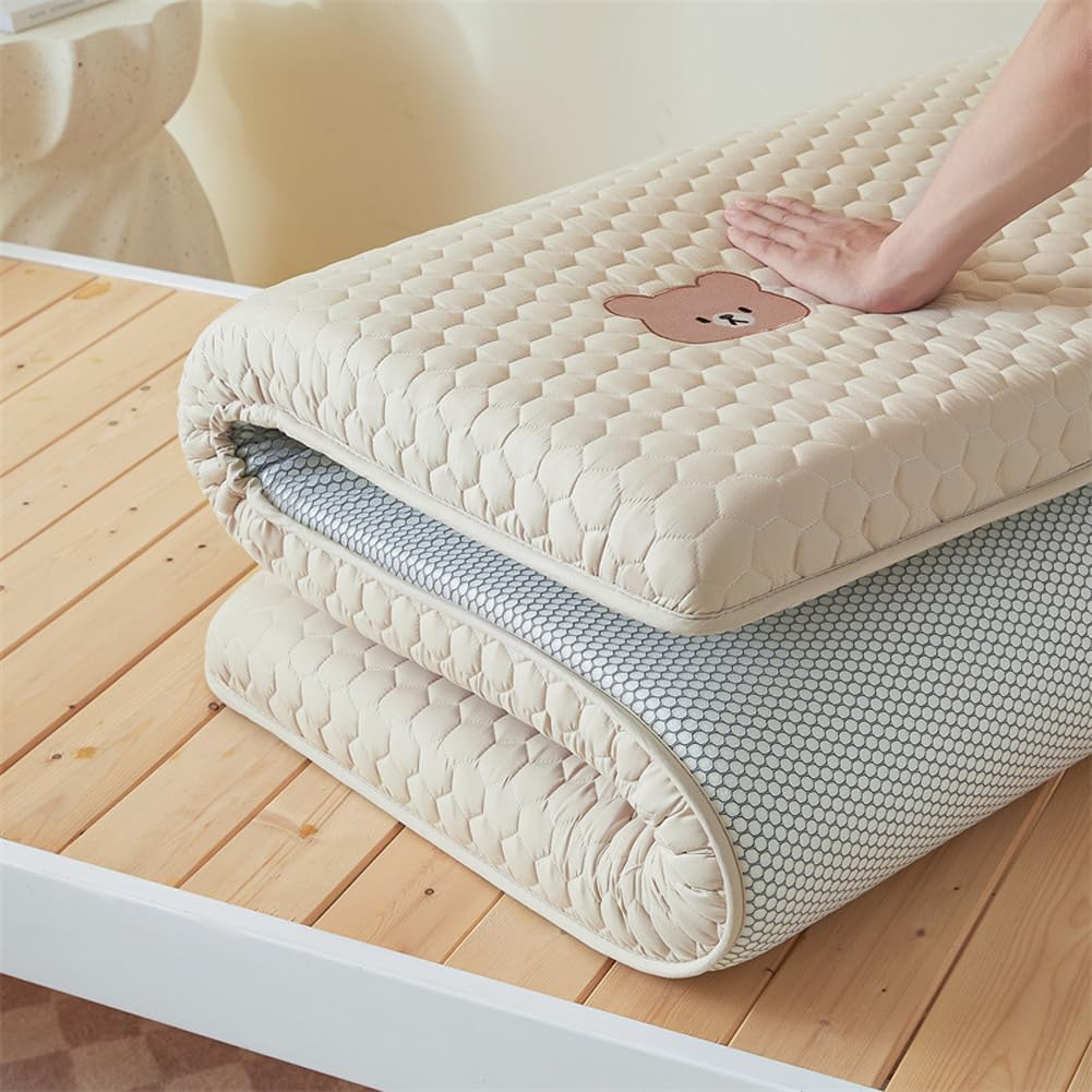 Colchón de futón japonés para dormitorio universitario, cama de invitados, colchón plegable de alta densidad, acolchado refrescante para tatami (gris, 4,5 cm de grosor, 90 x 190 cm)