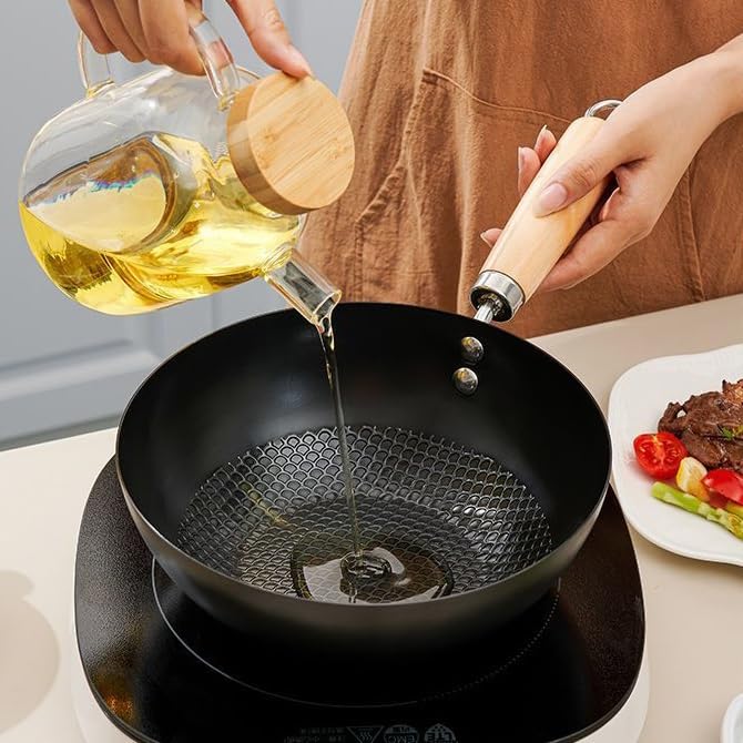 Wok grande con mango antiadherente para cocina a gas miniatura 4