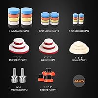Vista 7 de Kit de Almohadillas de Pulido de Espuma para Taladro de Automóvil, 44 Piezas de 1 pulgada 2 pulgadas 3 pulgadas Almohadillas de Pulido de Detalle