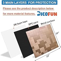 Vista 4 de DICOFUN 1 hoja de azulejos de cobre para despegar y pegar, azulejos de acero inoxidable para salpicaduras de metal para cocina, pegar en protector