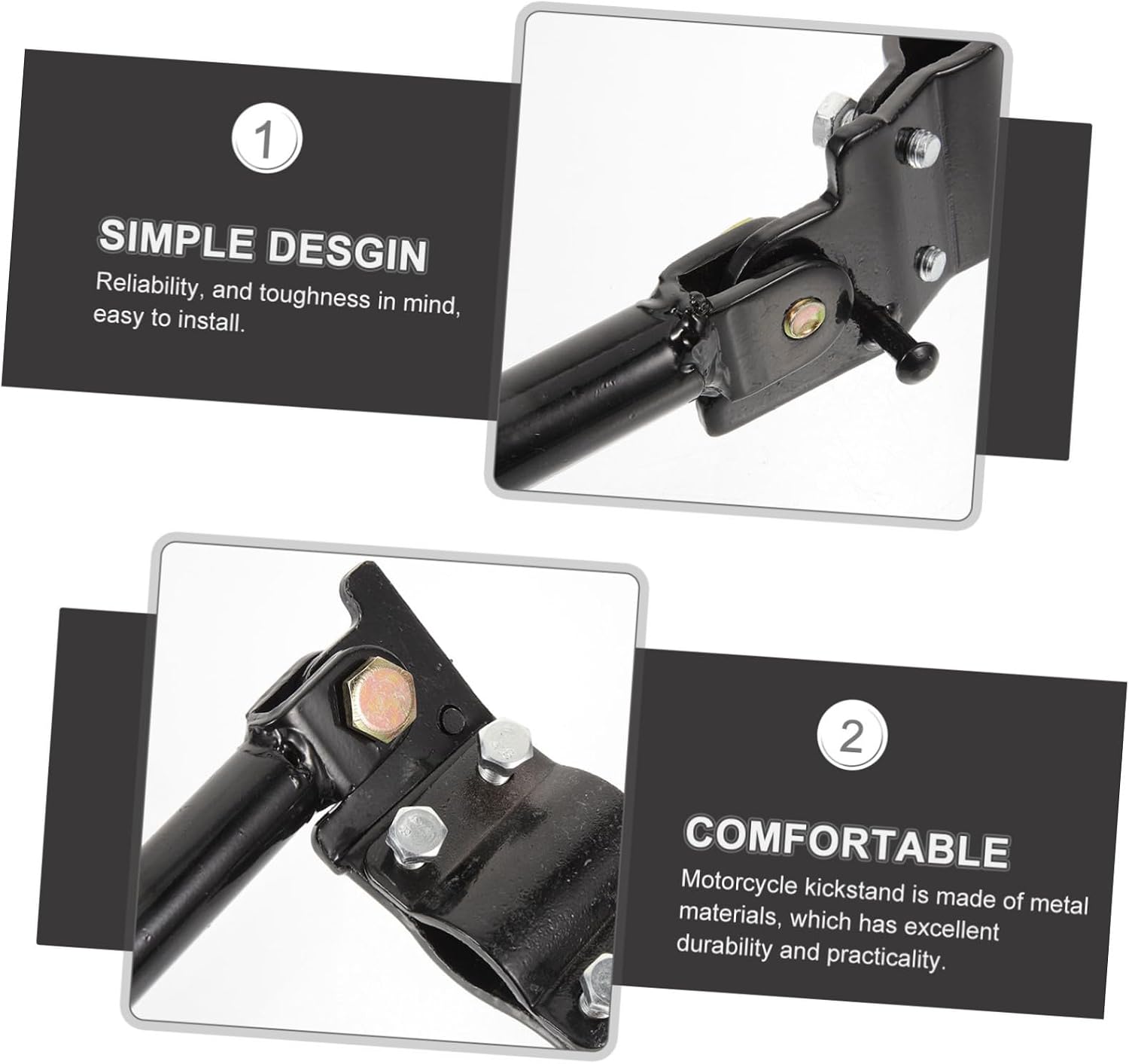 Zerodeko Motorcycle Side Kickstand Support Adjustable Single Foot Stand for Scooter Metal Kickstand Replacement Part for Motorbike and Electric Scooter