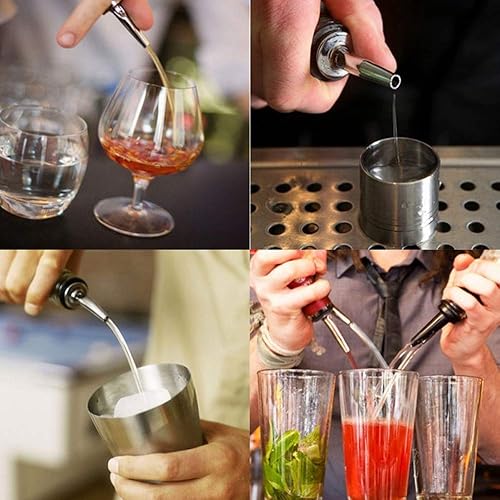 Miniatura 6 de 48 piezas de boquilla de acero inoxidable para botellas clásicas, vertedores de licor de boquilla cónica con tapas de goma para botella de 1