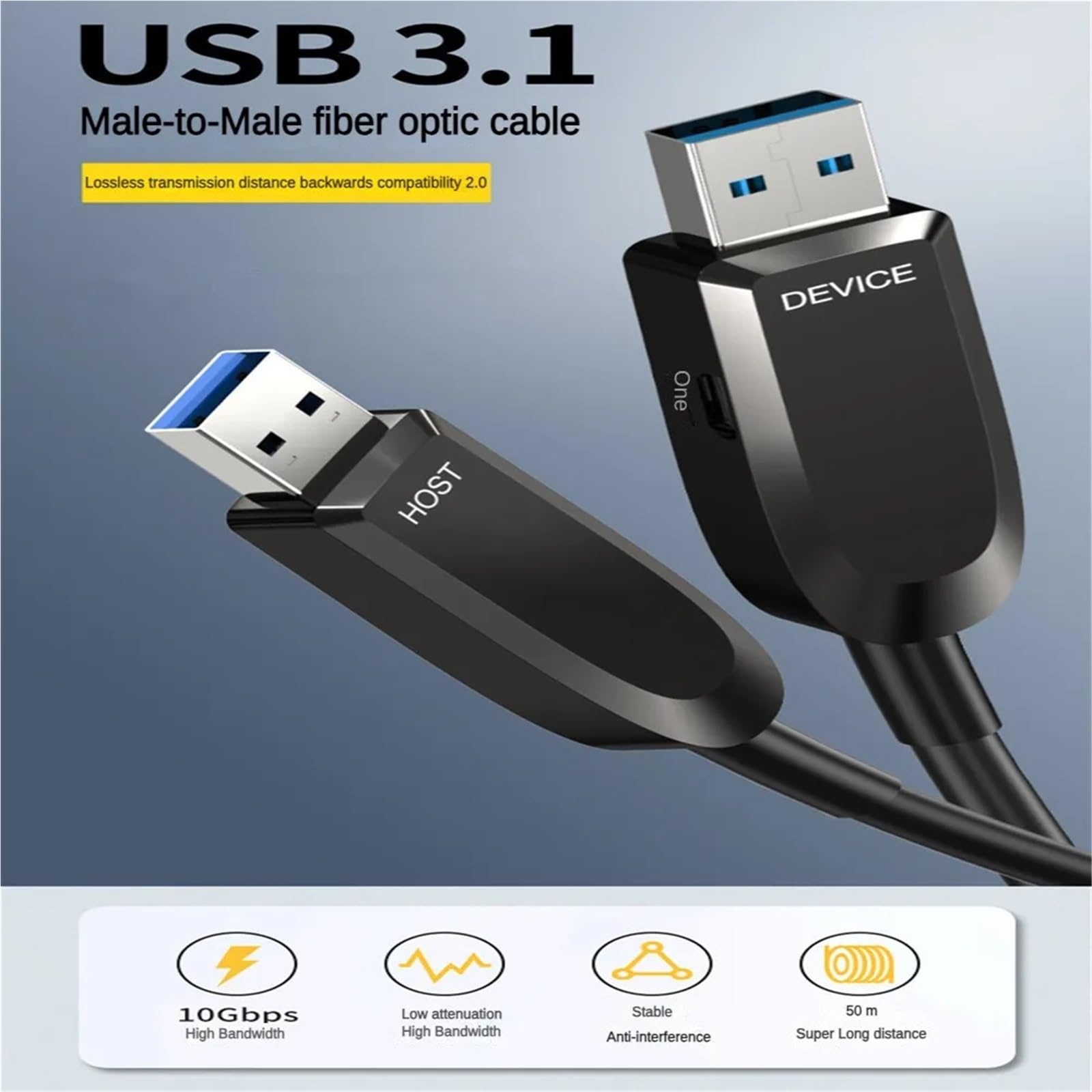 Cavo di prolunga USB 3.0 ottico attivo in fibra ottica Cavo di prolunga USB 3.1 da 10 Gbps con carica da 5 V Compatibile con USB 2.0 for fotocamera Smart TV(M to M,10m)